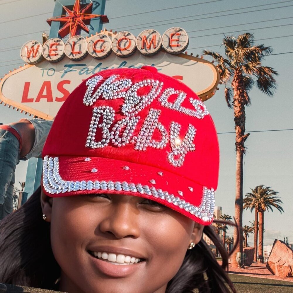 Women's Rhinestone Baseball Cap Bedazzled Distressed Denim Gift - Picture 4 of 9
